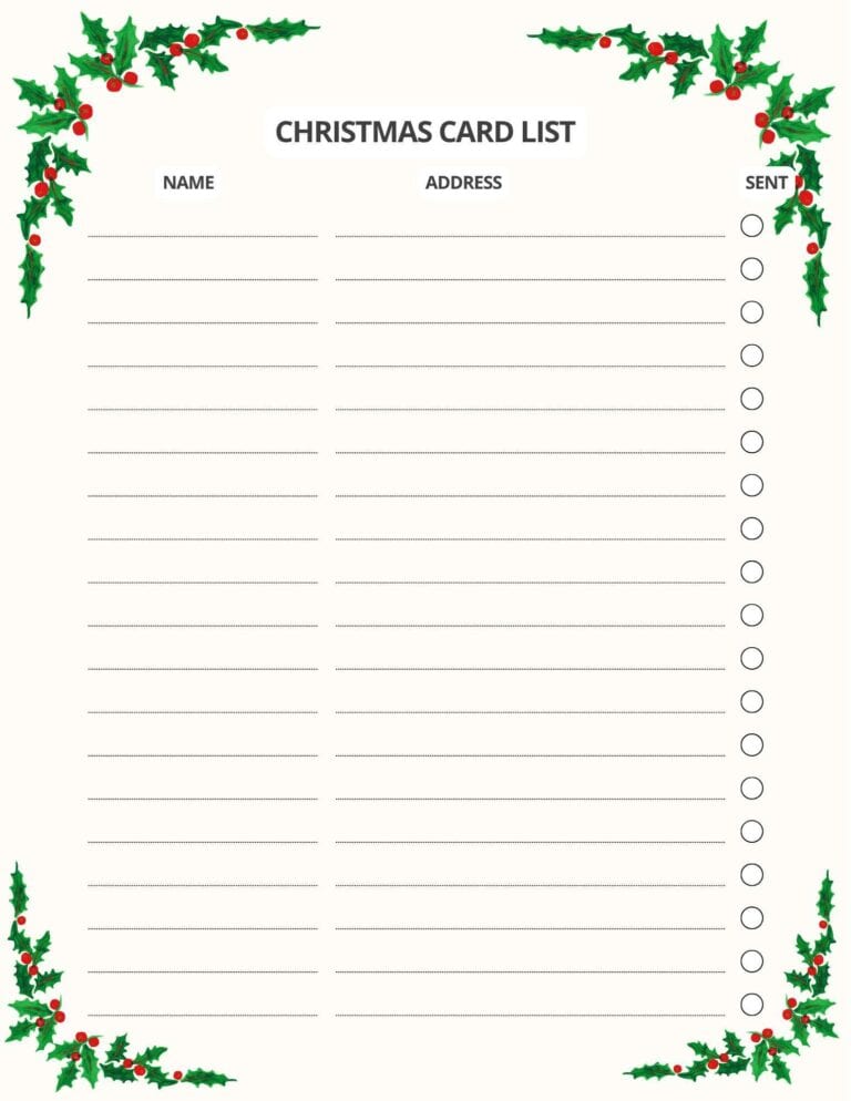 Christmas Card List